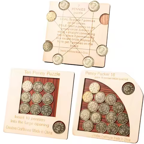 Penny Coin Puzzle Challenging Brain Teaser Puzzles Adults Kids Logic And Strategy Games IQ Test Toys
