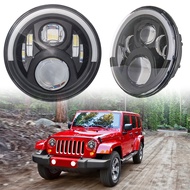 7 Inch 50W Round 4000LM LED Projectors Headlights White Halo Ring Angel Eye DRL Amber Turn Signal Fo
