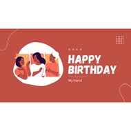 Red Minimalist Happy Birthday E-card