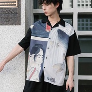 浮世繪 日系和風感古巴領短袖襯衫