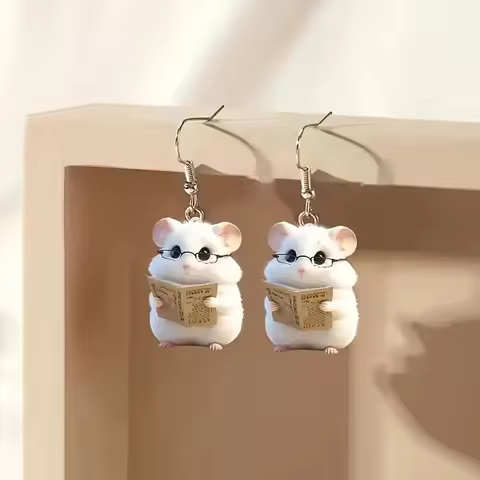 2D Flate Cute Hamster Acrylic Versatile Earrings Animal Earrings As A Gift for Your Girlfriend New 2