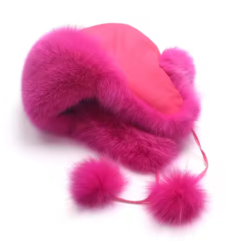 Real Fox Fur Women's Hats Russian Ushanka Aviator Trapper Snow Ski Hat Earflap Caps Winter Raccoon F