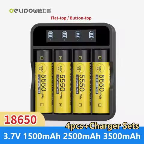 4pcs Delipow 100% New Original 18650 battery Charger Sets 3.7v 3500mAh 2500mAh 1500mAh 18650 Lithium