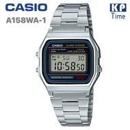 Casio Digital นาฬิกาข้อมือผู้ชาย/ผู้หญิง สายสแตนเลส รุ่น A158WA-1 ของแท้ ประกัน CMG
