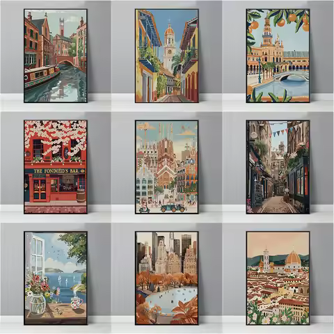 Bristol Balloon Fiesta Dublin's Penny Bridge Poster Travel Wall Art Picture Canvas Painting for Livi