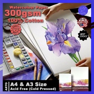 Tropical Blue Arto Watercolor Paper 300gsm 100% Cotton Loose Leaf Cold Pressed A4 A3 Size 10 Sheets 
