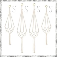 [I O J E] 4 Piece Hanging  Baskets with 4 Hanging Hooks Cotton Rope Macrame Plant Hanger 80CM & 100C