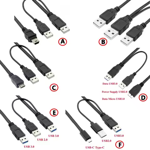 USB 2.0 Double A Type 2A Male to Micro usb Mini Type-c Male USB3.0 to Micro-b Cable For Mobile Hard 