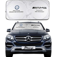 รถ Benz ม่านบังแดดแผ่นบังแดดติดกระจกหน้ารถที่บังที่บังแดดกระจกหน้ารถด้านหน้าคลุมกันแดดและกันความร้อน