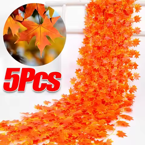 5/1PCS Artificial Maple Leaves String Home Decoration Autumn Maple Leave Vine String Garland Fake Fo