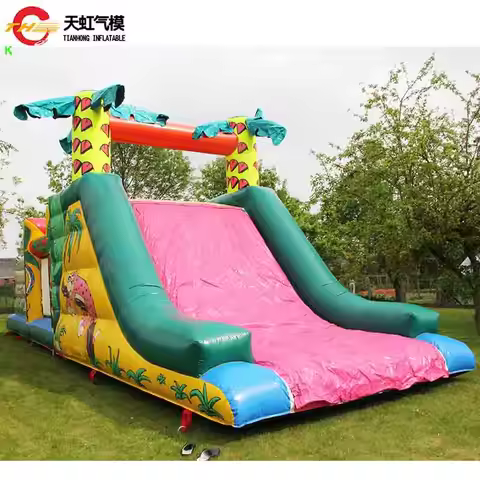 Fast Shipping 13x3m Inflatable Slide Forest Theme Air Bouncer Inflatable Obstacle Course Sport Game 