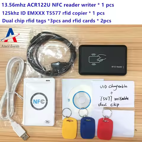 NFC ACR122U HF RFID Card &125khz ID Reader Writer Duplicate Crack clone S50 UID Changable EM4100 T55