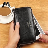 MicroBang Men Long Wallet Purse Fashion Bifold Wallets Coach Premium Retro PU leather Wallet Zipper Coin Purse Card Holder Wallet for Men Business