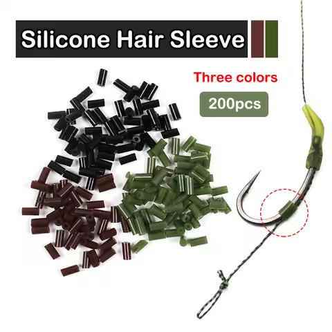 200pcs Carp Fishing Accessories Hook Silicone Tube Anti-tangle Rig Tubing Fit Over Hook 2/4/6/8 For 