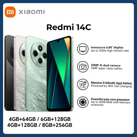 Xiaomi Redmi 14C Smartphone Immersion 6.88'' 120Hz Display 50MP AI Dual Camera Massive 5160mAh Batte