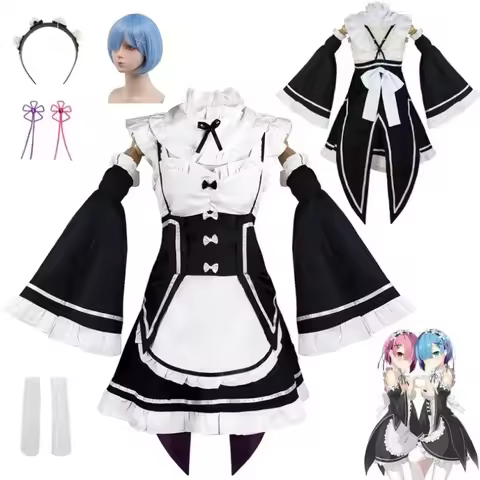 Rem Ram Anime Re:Life in a different world from zero Cosplay Costume Maid uniform Halloween cosplay 