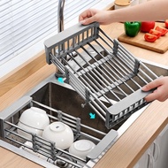 Kitchen dish rack Stainless Steel Retractable Water Tank Rack Storage Rack Household Tableware Bowl Chopsticks Storage Dish Rack