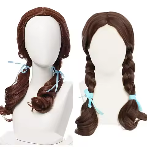 Halloween Women Wonderful Wizard OF Dorothy Brown wig DG girl Dorothy brown ponytails Styled hair wi