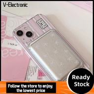 V-ELECTRONIC กันฝุ่นกันฝุ่น คลิปการ์ดแม่เหล็ก โบว์สำหรับผูก เครื่องหนังแท้ เคสโทรศัพท์โทรศัพท์ น่ารักน่ารักๆ ป้องกันลายนิ้วมือ กระเป๋าใส่บัตร สำหรับ IPhone 15 PRO MAX สำหรับ iPhone 15 PRO MAX