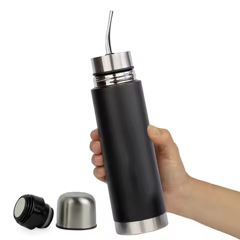 NEW Self-Serving Stainless Steel Mate Bottle, 2-in-1 Thermal Mate Cup with Built-in Bombilla, Yerba 