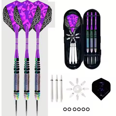23g Professional Dart Set Metal Steel Tip Rainbow Barrel Darts with Nylon Shaft Protector Dart Set+3