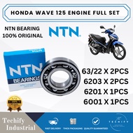 HONDA WAVE 125 NTN ENGINE BEARING SET X 6PCS 100% ORIGINAL - 63/22  6203  6201  6001