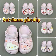 SET CHARM STICKER JIBBITZ ATTACHED HELLO KITTY SLIPPERS