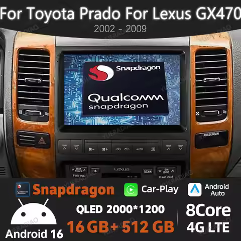 Android 16 Car Radio For Toyota Land Cruiser Prado 120 For Lexus GX470 GX 470 J120 2002 - 2009 GPS N