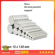 YUE Powerful Neodymium Round Magnet NdFeB N35 12x1.65mm 100 PCS - YN35 Original 99 Square