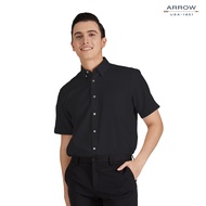 ARROW Wrinkle Free SHIRT -รีดง่าย ยับยาก - เสื้อเชิ้ตทำงานแขนสั้นสีดำ ทรง COMFORT FIT รหัส MACC635W3