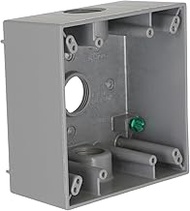 BELL 5341-0 Raco Square Weatherproof Outlet Box, 2 Gang, 32 Cu-in X 2 in D, 4-1/2" x 4-1/2", Gray