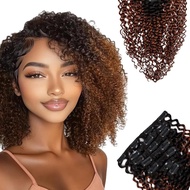 SIYUSI Kinky Curly Clip In Extensions, 3C 4A 100% Brazilian Remy Human Hair Clip Ins, 3.52oz, 7Pcs (