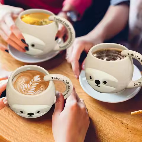 Sloth Cup 400ml Milk Glass Mugs Tea Breakfast Mug Coffee Cup Mugs For Christmas Birthday Drinkware U