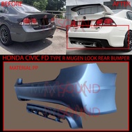 HONDA CIVIC FD FD1 FD2 FD2R 2006-2011 TYPE R MUGEN LOOK REAR BUMPER MATERIAL PP PNP