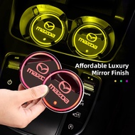 Car Coaster Pad Colorful Led Atmosphere Light Water Cup Mat Valve Cap For Mazda 3 6 5 2 CX-5 CX-30 C