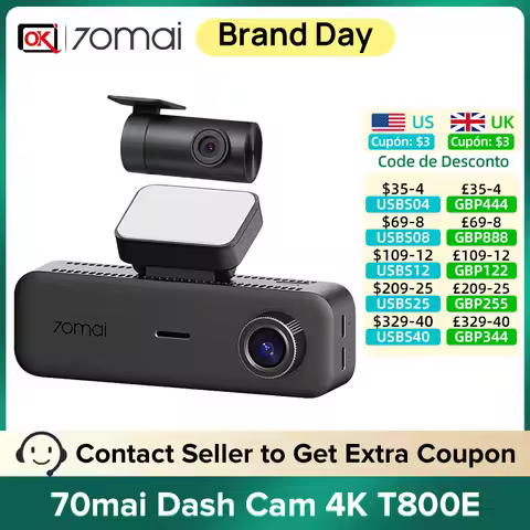 70mai Dash Cam T800E: 3-Channel 4K Recording with HDR & IR Lights for Complete 24/7 Parking Monitori