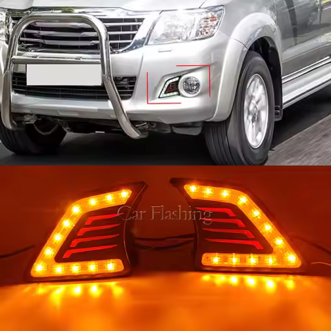 Car DRL For Toyota Hilux Vigo 2012 2013 2014 LED Daytime Running Light Daylight turn Signal lamp Fog