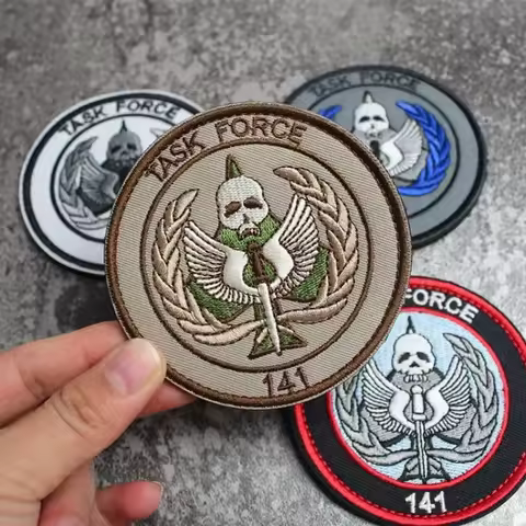 8.5CM/Task Force 141,Ghost Call Of Duty Black OPS Emblem Embroidery Applique Tactical Patch Armband 