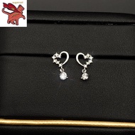 Emas 916 Anting-anting Original Love solitaire earrings heart-shaped hollow earrings Japanese and Korean earrings