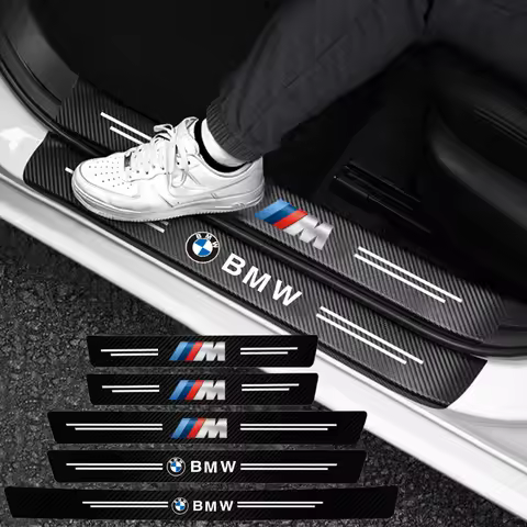 High-quality Carbon Fiber Car Door Sill Protector Sticker For BMW M E46 E90 E60 F30 G20 X1 X2 X3 X4 