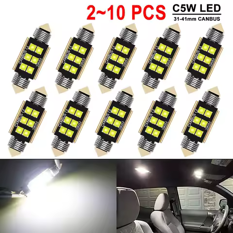 2-10 PCS C10W C5W Festoon 31MM 36MM 39MM 41MM LED Bulb CANBUS 12V 6SMD 6500K White Car Interior Dome