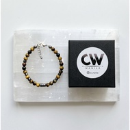 CW Manila - 0RION Bracelet - 6mm Tiger Eye with Silver Hematite - Lobster Clasp Fashion Accessories