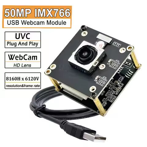 50MP IMX766 8160 x 6120 HD USB2.0 Camera Module PDAF High Speed AF for Conference, Live Streaming UV