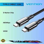 VENTION CTKBAV Type C to Type C 100W 5A Braided 1.2 Meter