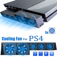 Cooling Fan for PS4, USB External Cooler 5 Fan Turbo Temperature Control Cooling Fans for Playstation 4 Gaming Console