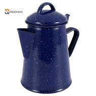 1.2L Enamel Coffee Pot Hand Tea Water Kettle Teapot  Decor  Blue Teapot Cafe Tools