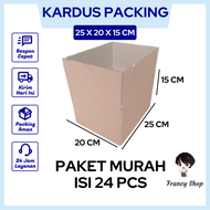 Paket Murah Kardus Box ukuran 25x20x15 cm Kotak Packing Polos x24 Pcs