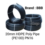 20mm High Density Polyethylene HDPE Poly Pipe PE100 PN16