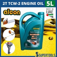 Alcon 5 Litre Outboard Marine Lubricants 2-Stroke 2T TCW-2 Engine Oil 5L (Made In UAE) For Chainsaw Brush Cutter