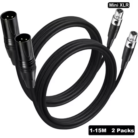 Mini XLR Female To XLR Male Cable (2 Pack) 3-Pin Mini XLR Patch Cable Compatible with BMPCC 4K Camer